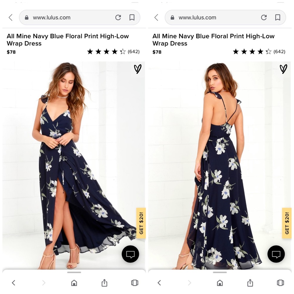 Lulu’s Navy Blue Floral High Low Dress